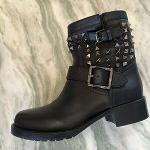 Valentino black leather RockStud biker Boots
